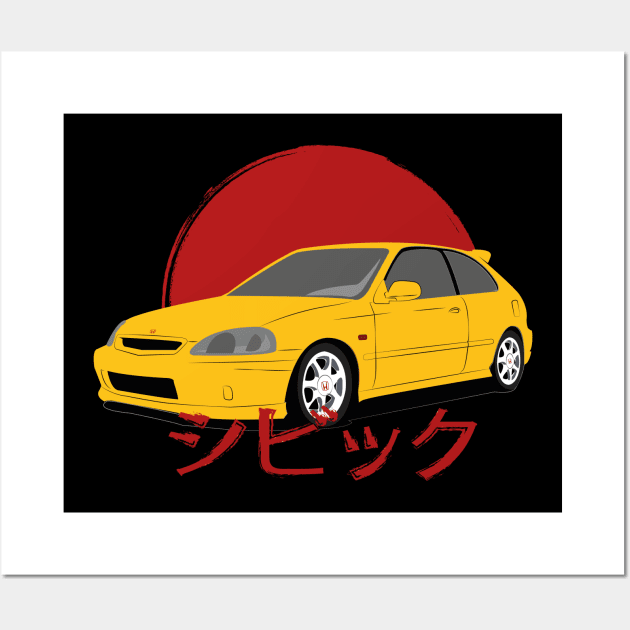 Honda Civic EK Japan Wall Art by AliceEye555